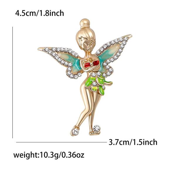 Enamel Fairy Brooch Rhinestone Butterfly‎ wings - Picture 3 of 6